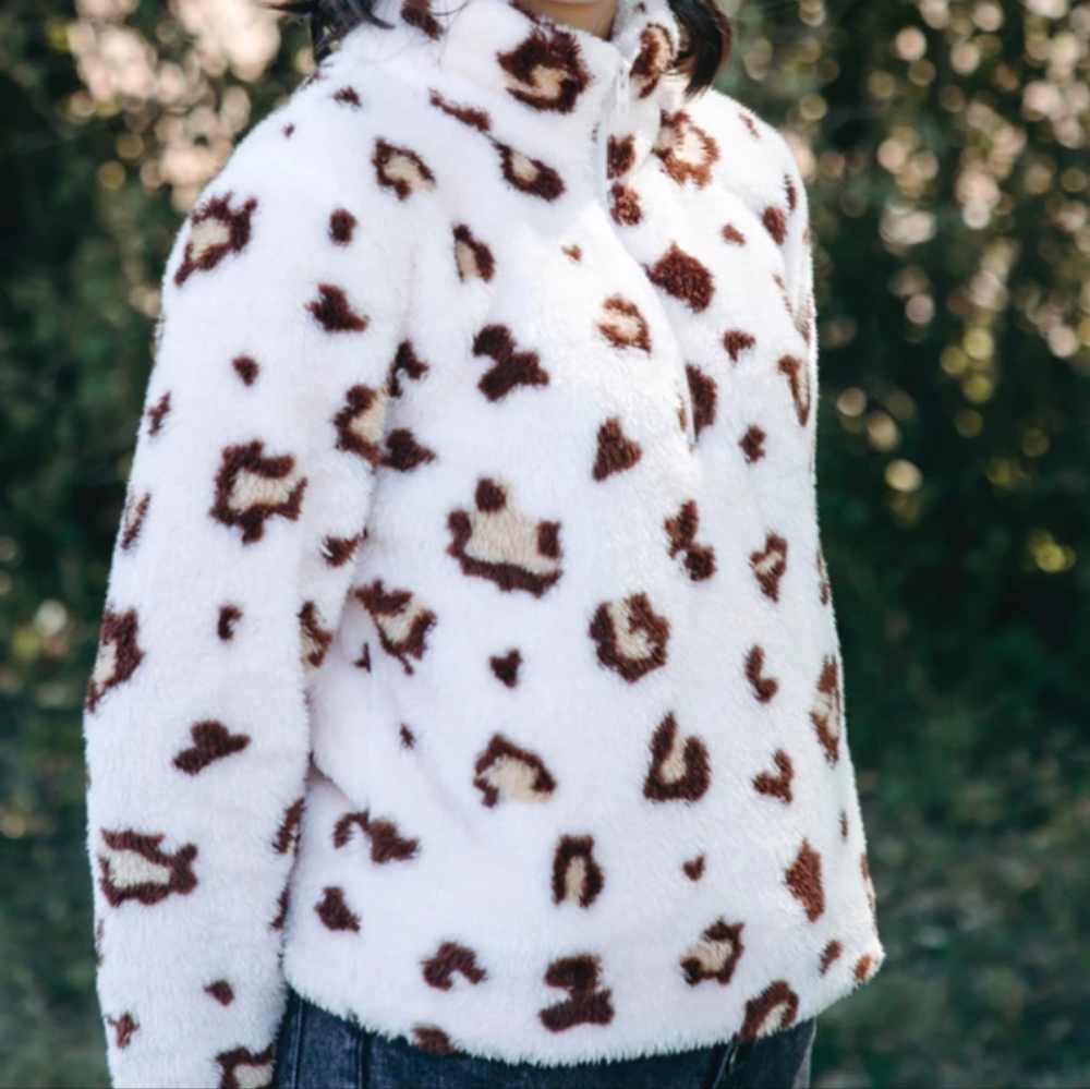 Mommy & Me Pink Leopard Sherpa ¼ Zip Pullover Size Large